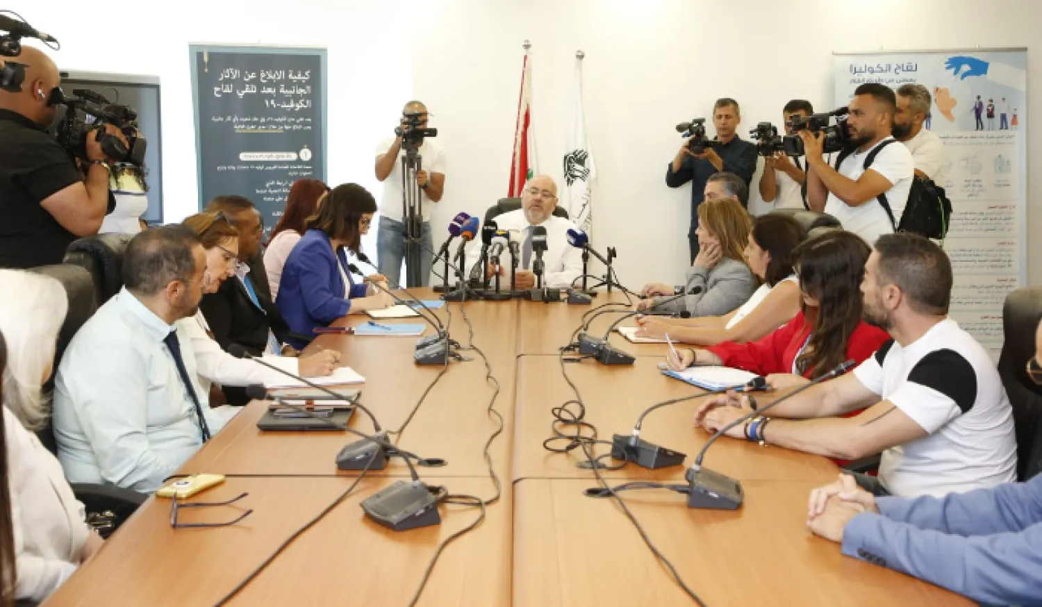 وزير الصحة اللبناني يعلن في مؤتمر صحافي إغلاق دار الحضانة (الوكالة الوطنية)