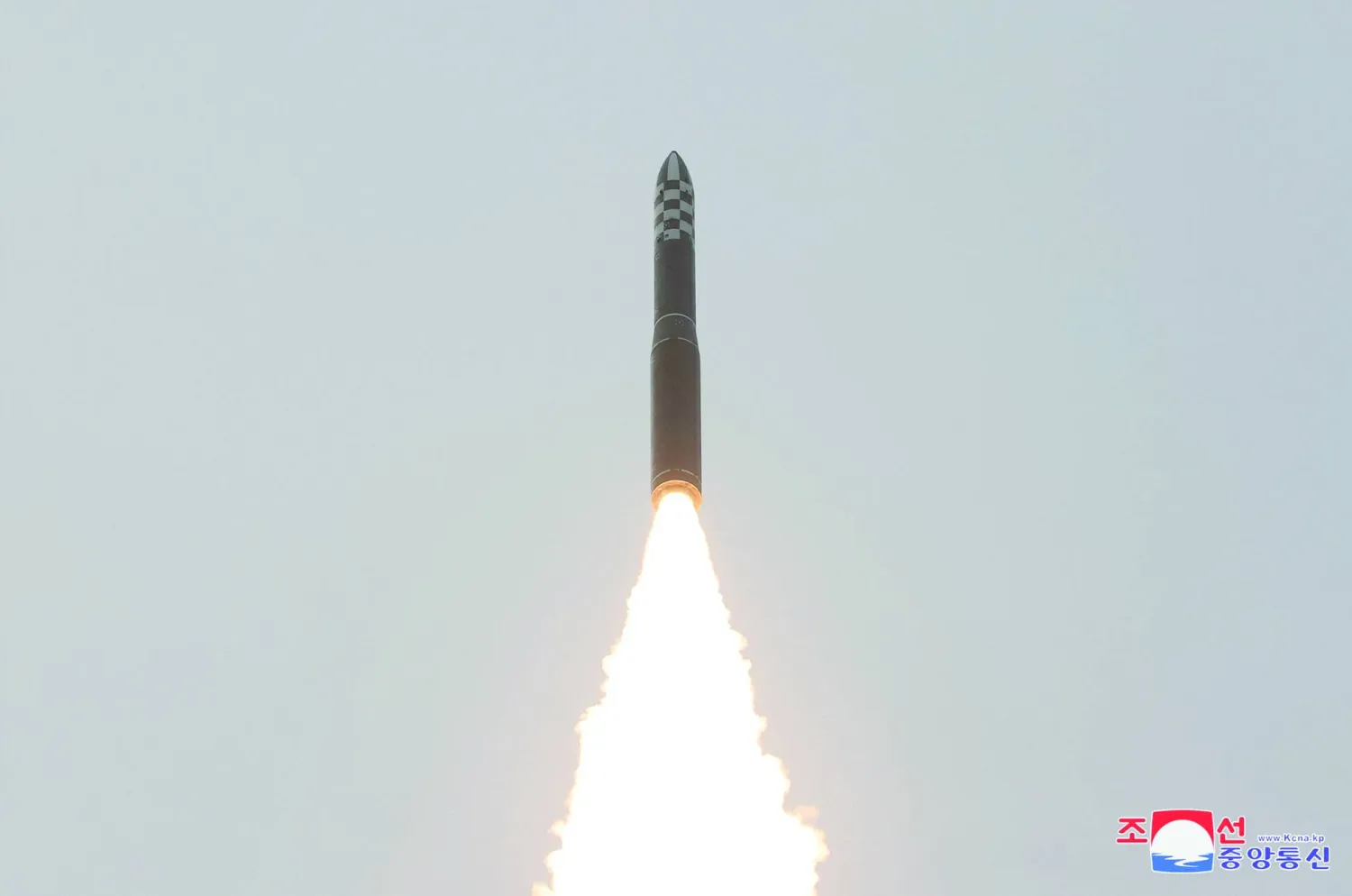 FILE PHOTO: Korean People's Army test-launches a Hwasong-18 intercontinental ballistic missile from an undisclosed location in North Korea in this image released by North Korea's Korean Central News Agency on May 16, 2023.  KCNA via REUTERS