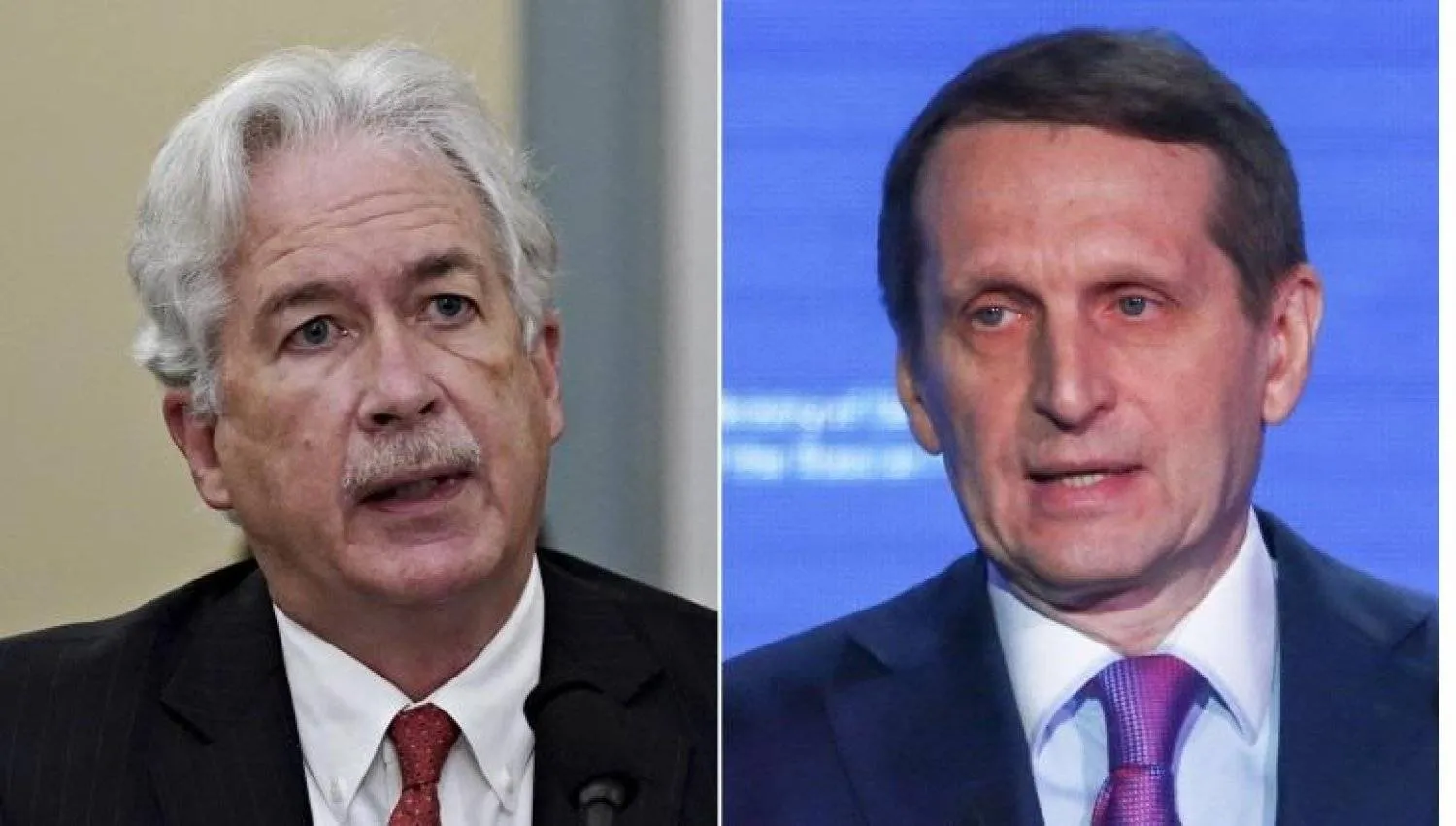 صورة مركبة لمدير المخابرات المركزية الأميركية ويليام بيرنز ورئيس المخابرات الخارجية الروسية سيرغي ناريشكين (رويترز)