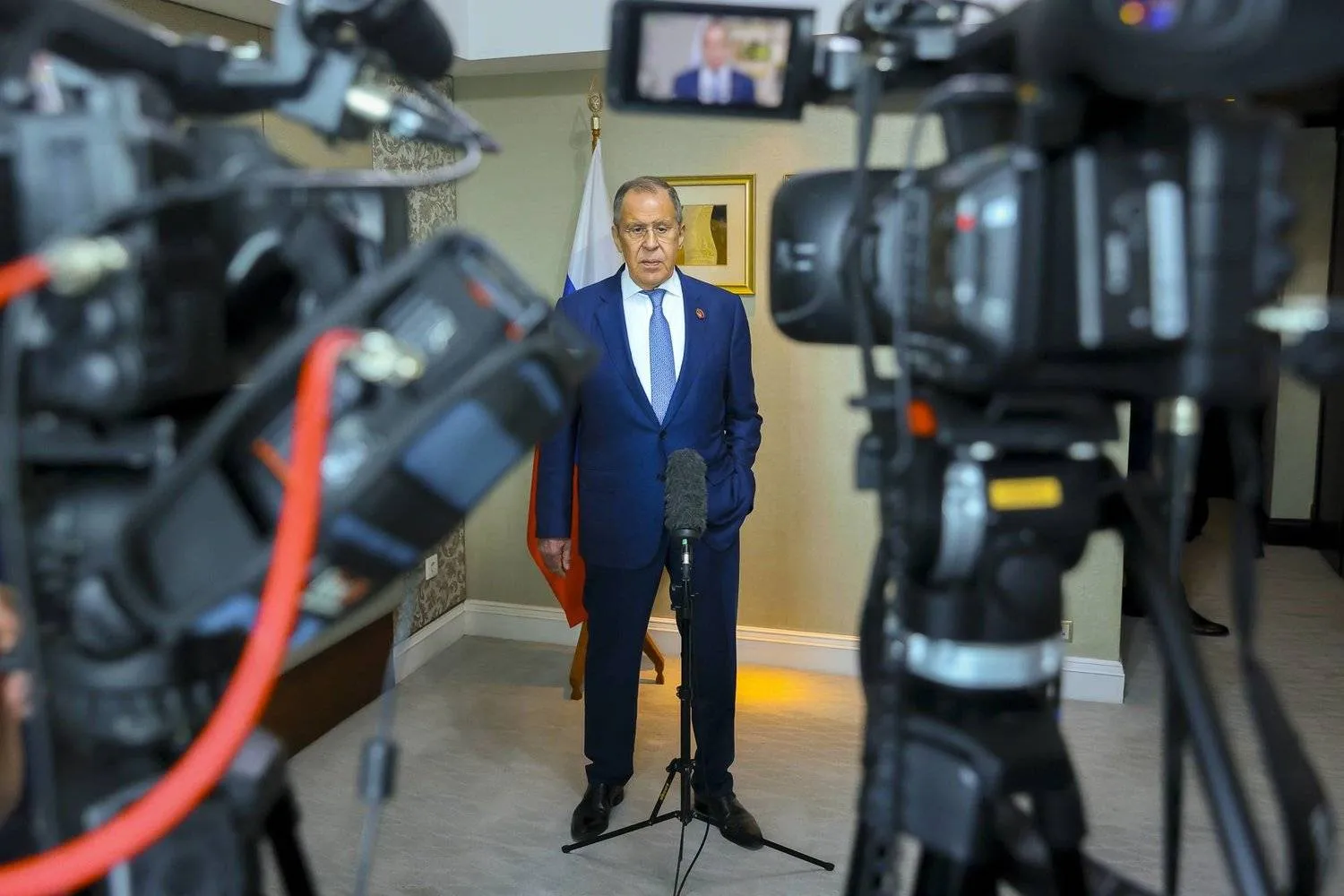 Russian Foreign Minister Sergey Lavrov on the sidelines of ministerial meetings of the Association of Southeast Asian Nations (ASEAN) in Jakarta (AP)