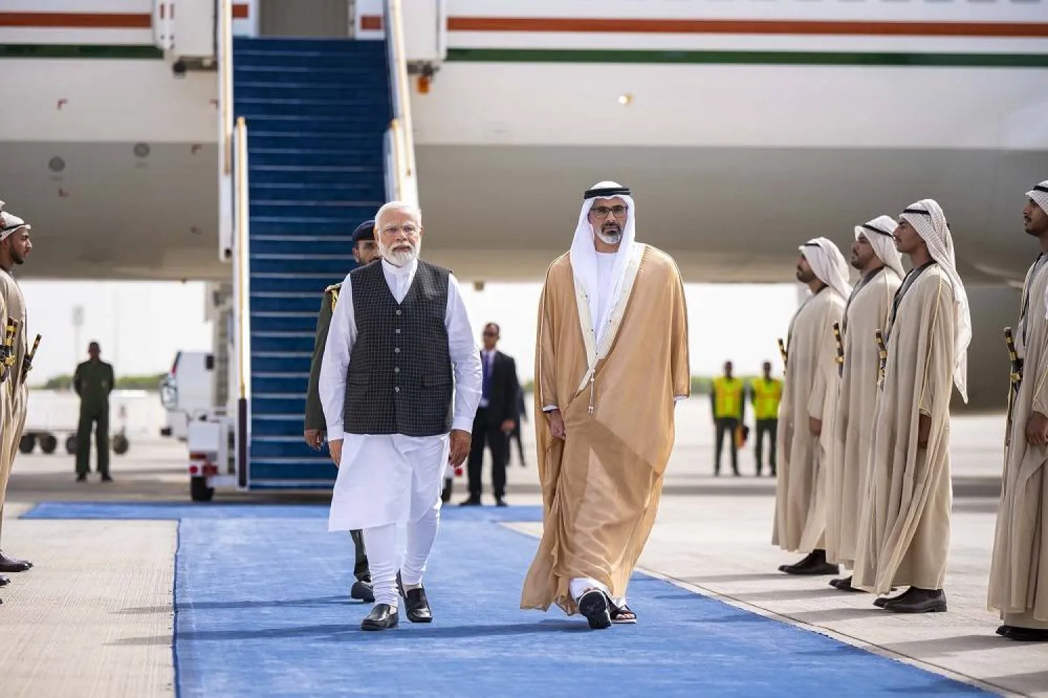 Indian Prime Minister Narendra Modi arrives in Abu Dhabi on Saturday on an official visit. (WAM)