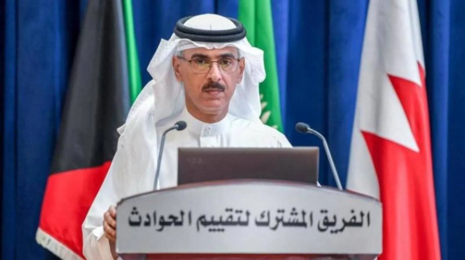 المستشار منصور المنصور المتحدث باسم الفريق المشترك لتقييم الحوادث باليمن خلال مؤتمر صحافي (واس)