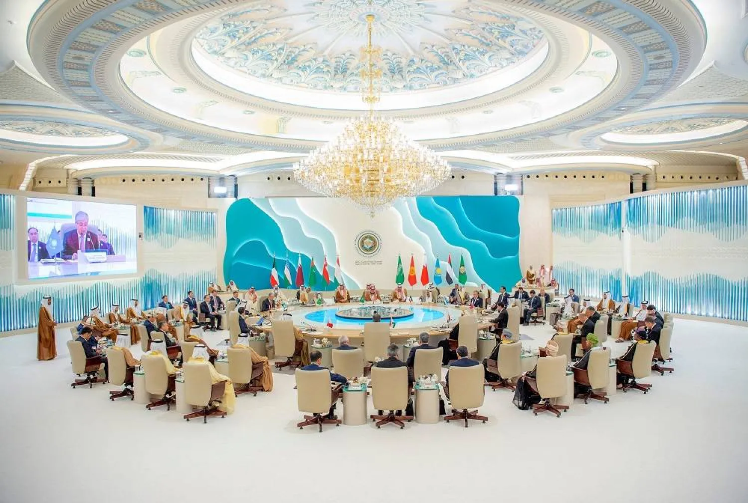 This handout picture provided by the Saudi Press Agency SPA on July 19, 2023 shows a general view of the GCC-Central Asia Summit in Jeddah. (SPA / AFP) 