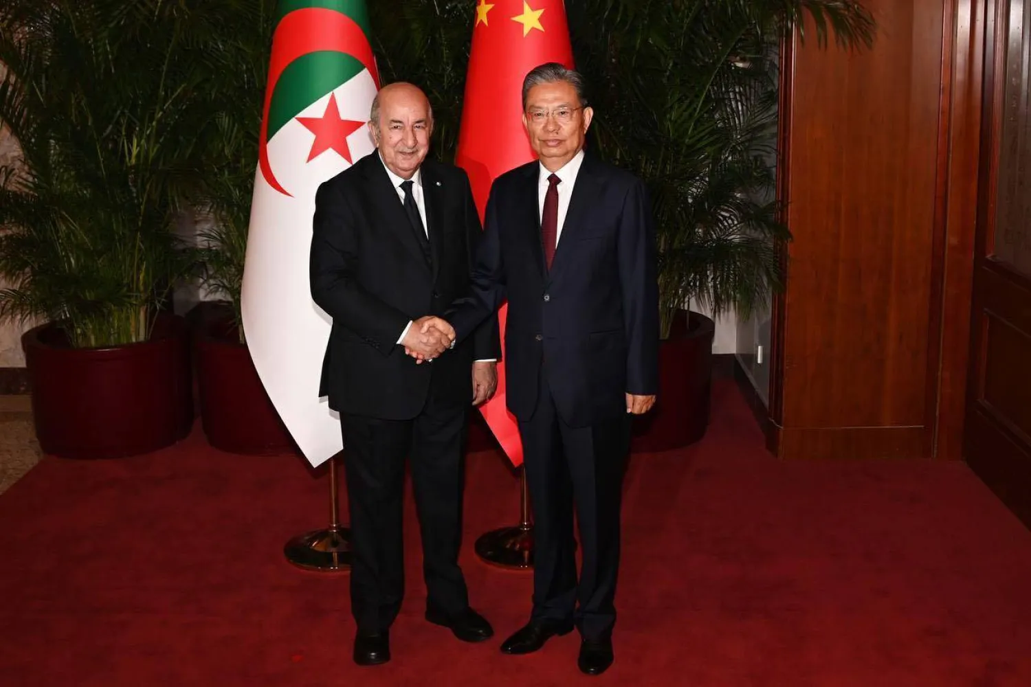 جانب من لقاء تبون برئيس اللجنة الدائمة للمجلس الوطني الشعبي الصيني زوا ليجي (الرئاسة الجزائرية)