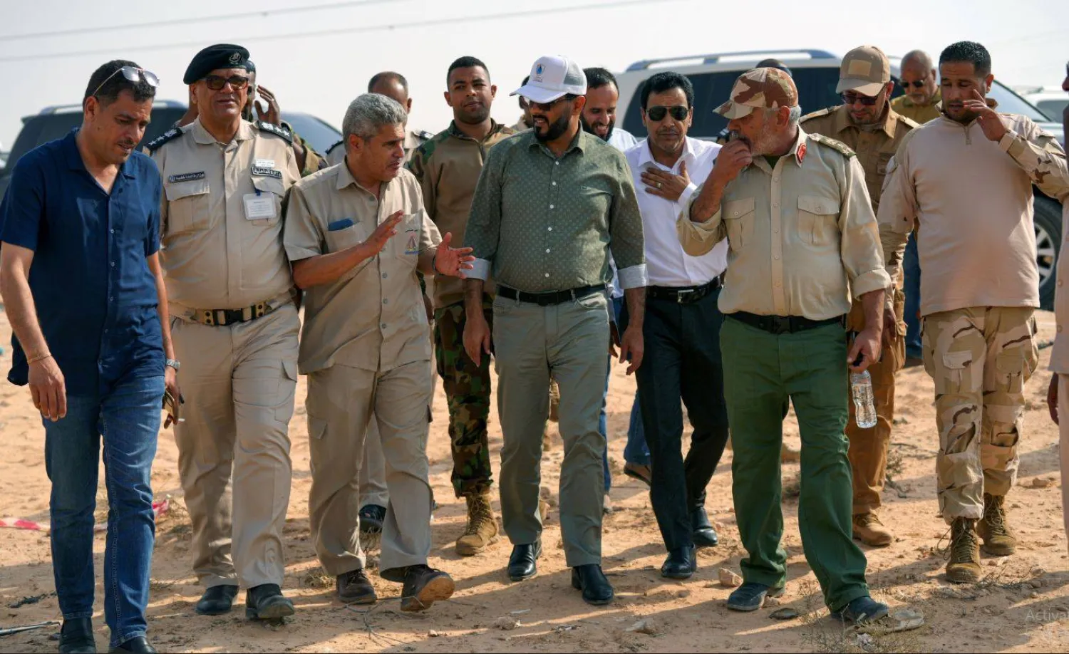 حماد رئيس الحكومة المكلفة من «مجلس النواب» يتفقد النهر الصناعي (المكتب الإعلامي للحكومة)