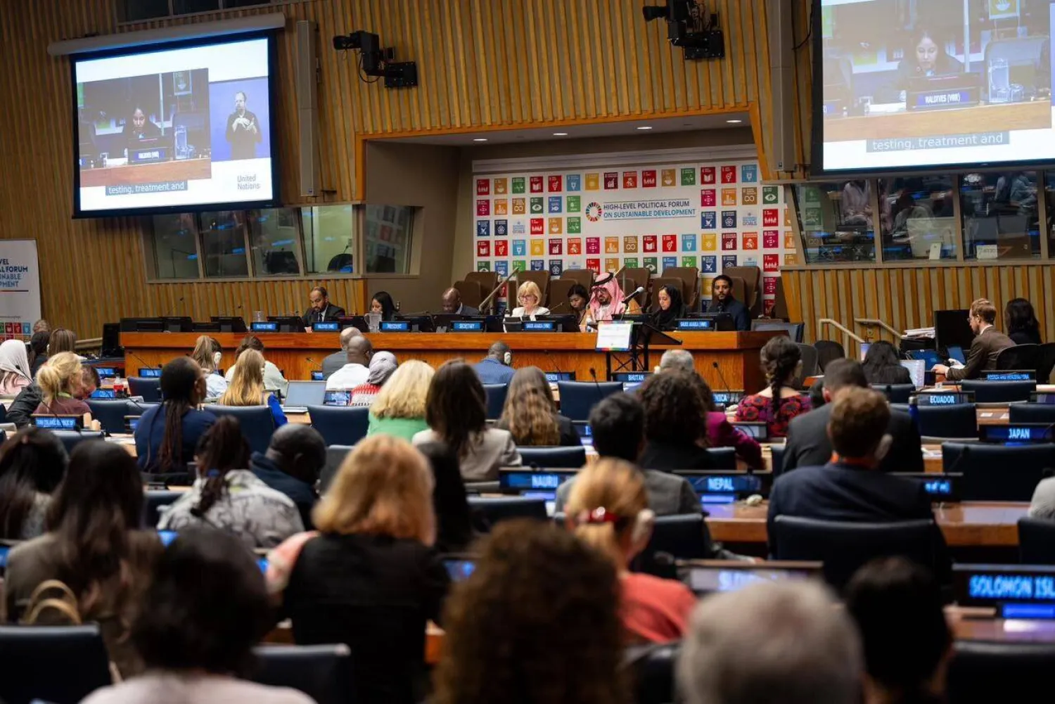 وزير الاقتصاد والتخطيط خلال كلمته في المنتدى السياسي الرفيع المستوى 2023 (الشرق الأوسط)