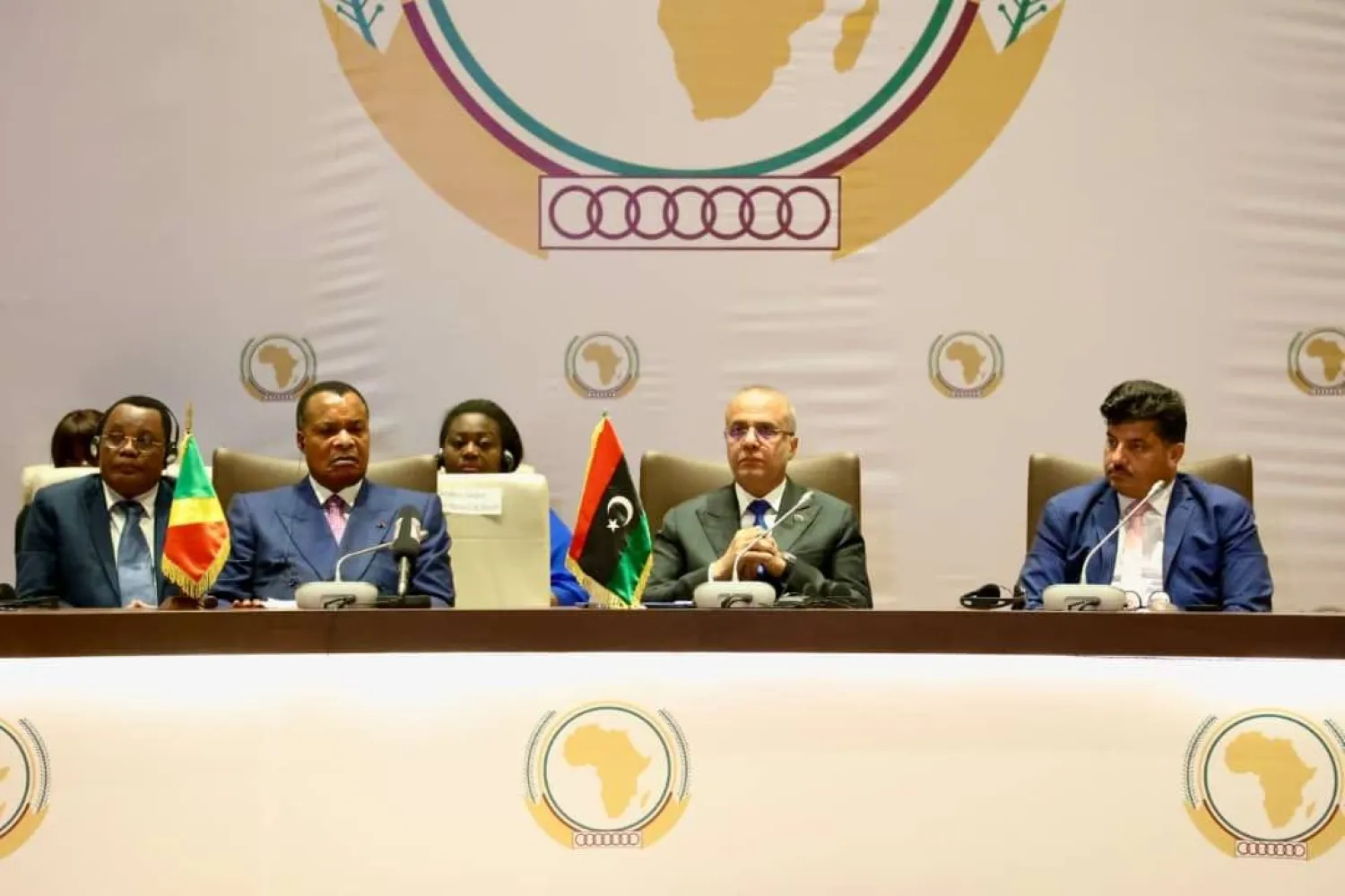 جانب فعاليات الاجتماع التحضيري للمؤتمر الجامع للمصالحة الوطنية الليبية الذي انعقد بالكونغو (المجلس الرئاسي)