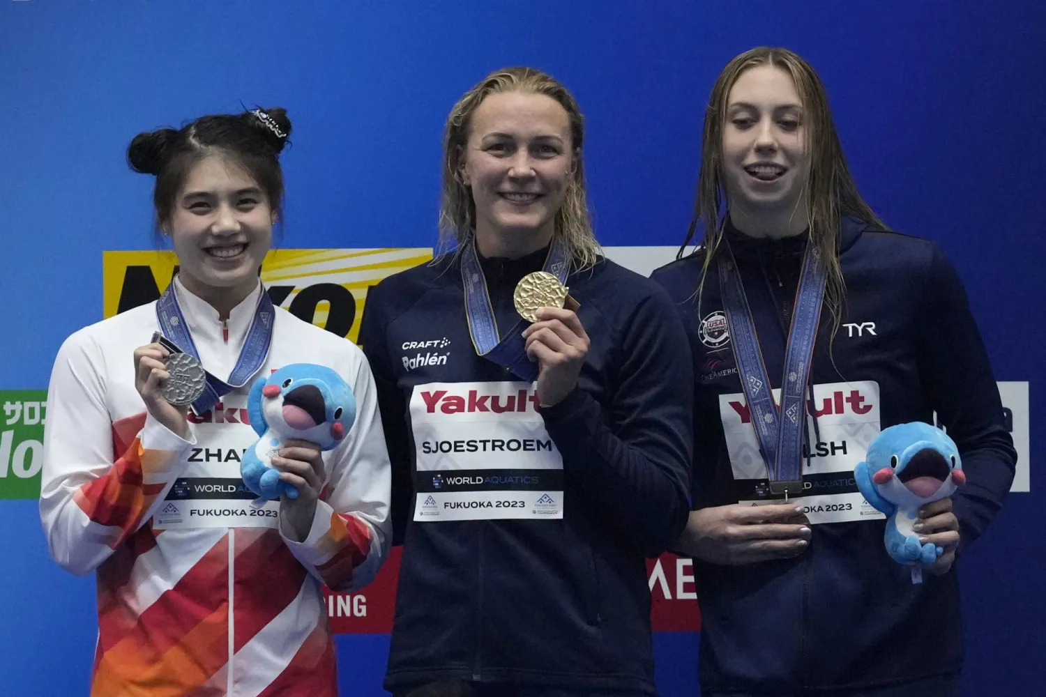 تتويج السويدية سارة بالذهبية القياسية (أ.ب)