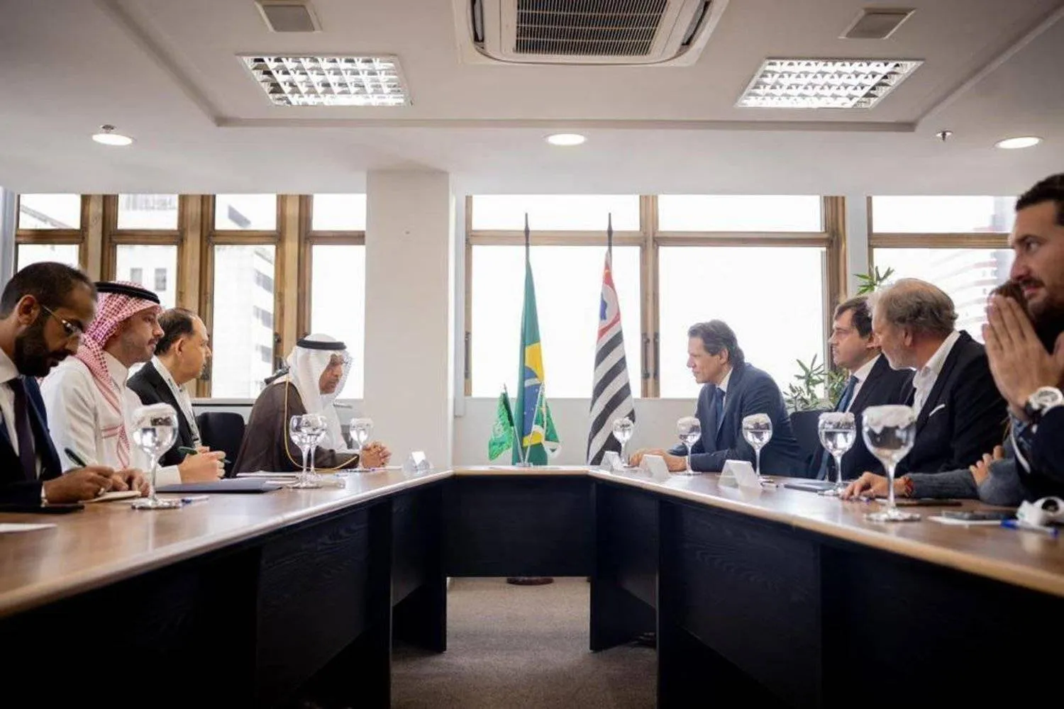 Saudi Minister of Investment Eng. Khalid Al-Falih meets with a Brazilian ministers in São Paulo, Brazil. Asharq Al-Awsat