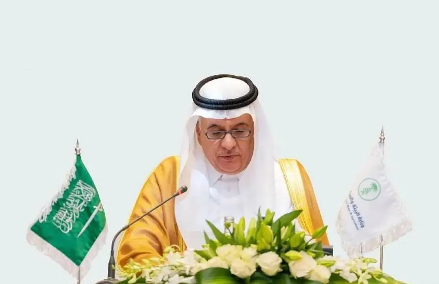 المهندس عبد الرحمن الفضلي وزير البيئة السعودي يلقي كلمته في الاجتماع الوزاري بالغردقة (واس)