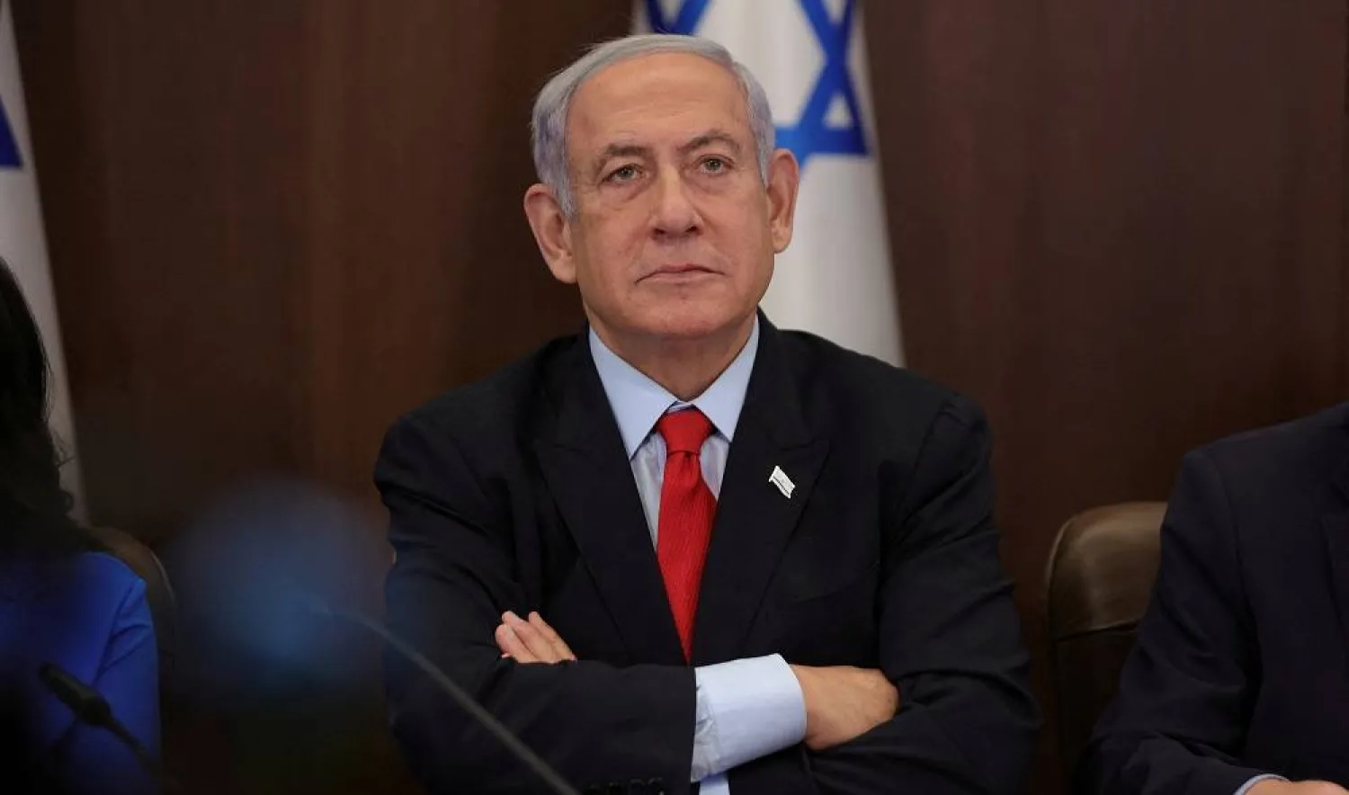 Israeli Prime Minister Benjamin Netanyahu attends the weekly cabinet meeting in the prime minister's office in Jerusalem, 30 July 2023. (Reuters)