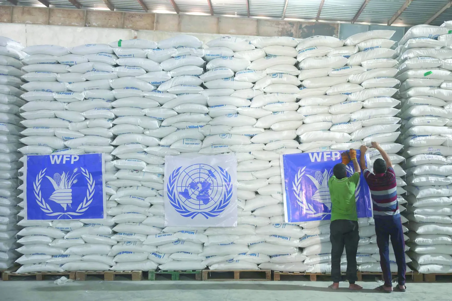 مستودع لمساعدات الأمم المتحدة قرب معبر باب الهوى في 10 يوليو 2023 (أ.ف.ب)