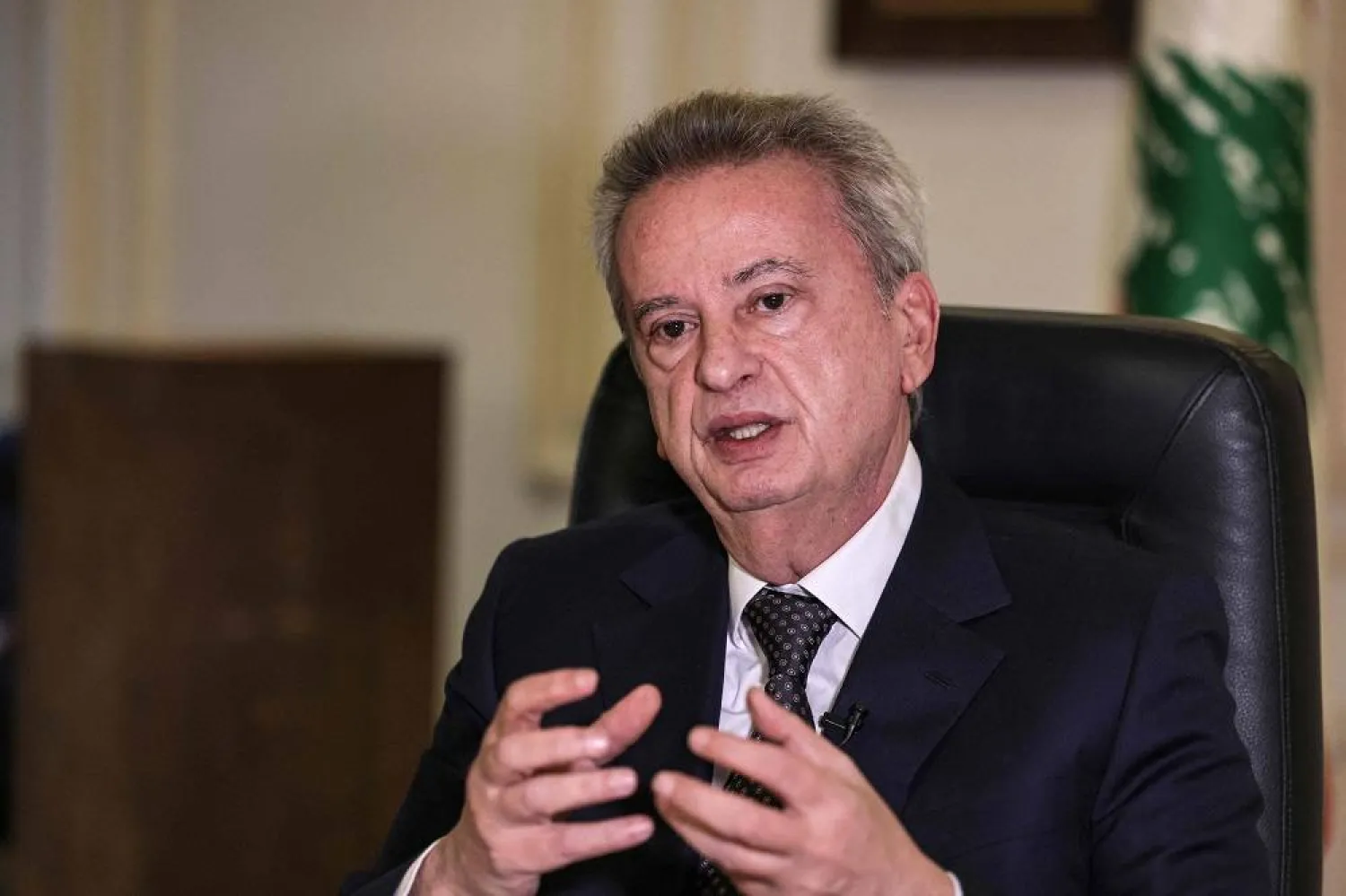 Lebanon's Central Bank Governor Riad Salameh gives an interview with AFP at his office in the capital Beirut on December 20, 2021. (AFP) 