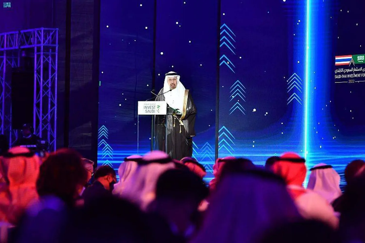 وزير الاستثمار السعودي متحدثاً للحضور خلال منتدى الاستثمار السعودي - التايلندي الذي أقيم في السعودية العام الماضي (الشرق الأوسط)