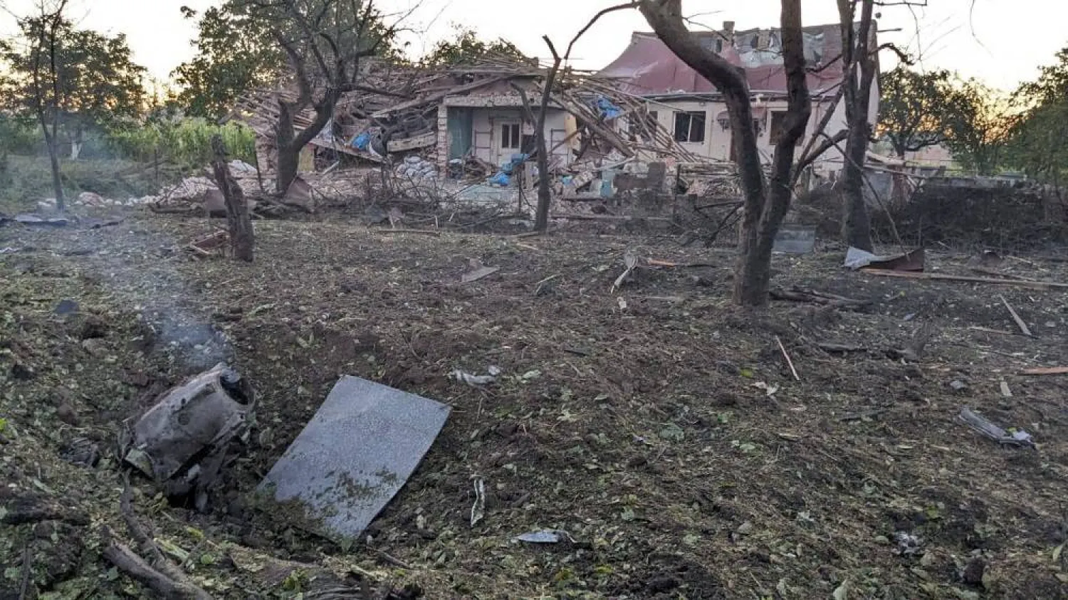 A view shows buildings destroyed during a Russian missile strike, amid Russia's attack on Ukraine, in Lviv region, Ukraine August 15, 2023. (Head of the Lviv Regional Military Administration Maksym Kozytskyi/Handout via Reuters) 