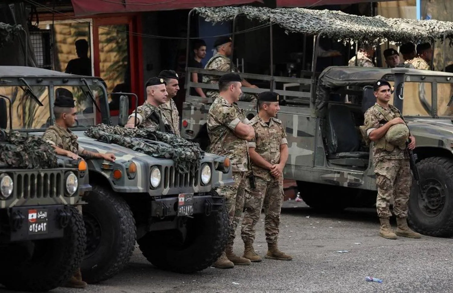 Lebanese army members seen on August 10, 2023. (Reuters)
