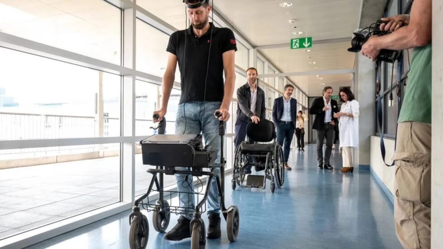 In May a man paralyzed in a motorcycle accident regained the ability to walk thanks to implants. Fabrice COFFRINI / AFP
