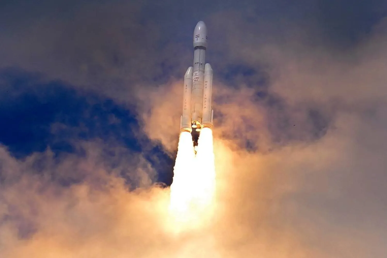 Indian spacecraft Chandrayaan-3, the word for "moon craft" in Sanskrit, travels after it was launched from the Satish Dhawan Space Center in Sriharikota, India, Friday, July 14, 2023. (AP)