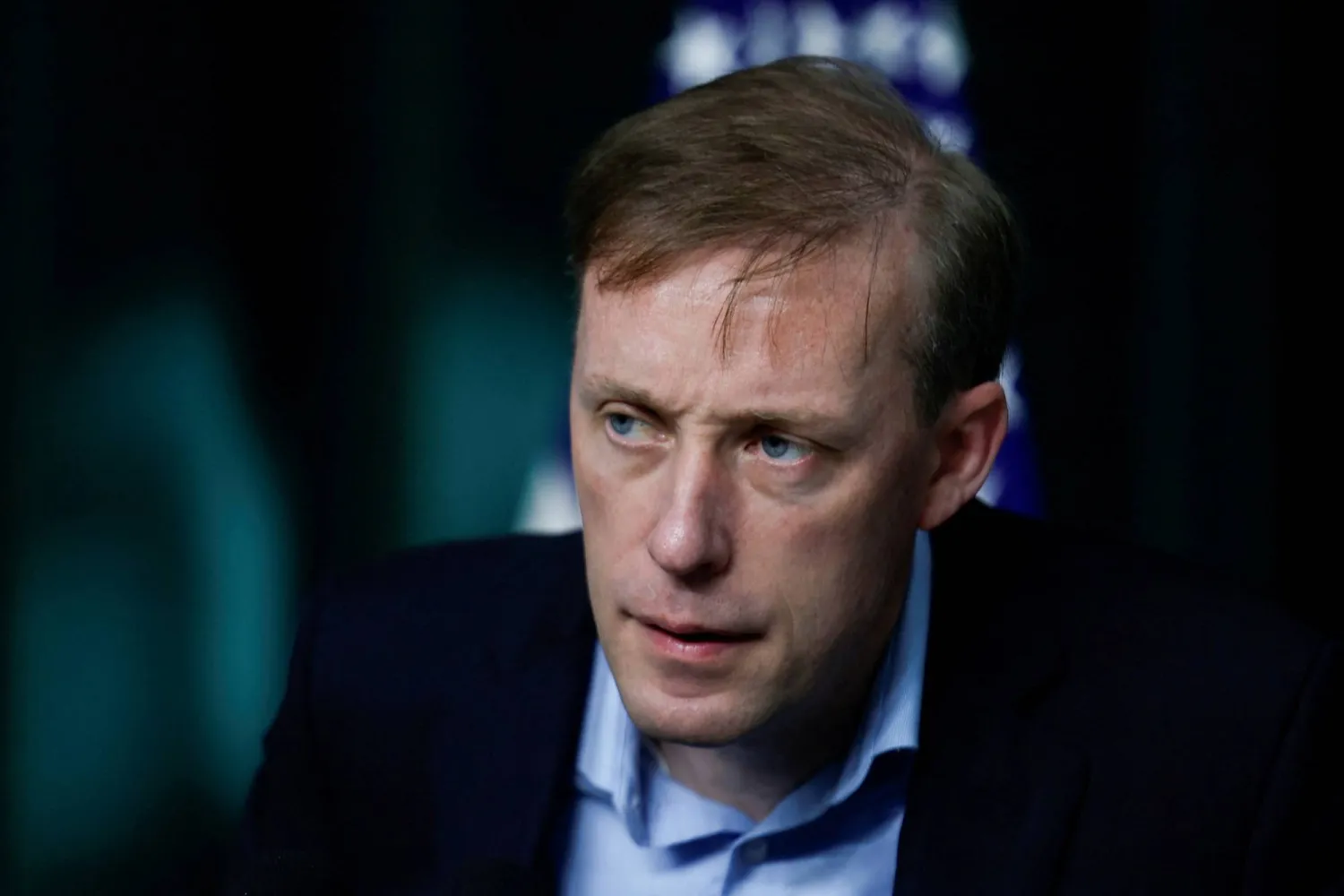 مستشار الأمن القومي بالبيت الأبيض جيك سوليفان متحدثاً إلى الصحافة في ثورمونت بولاية ماريلاند في 18 أغسطس (رويترز)