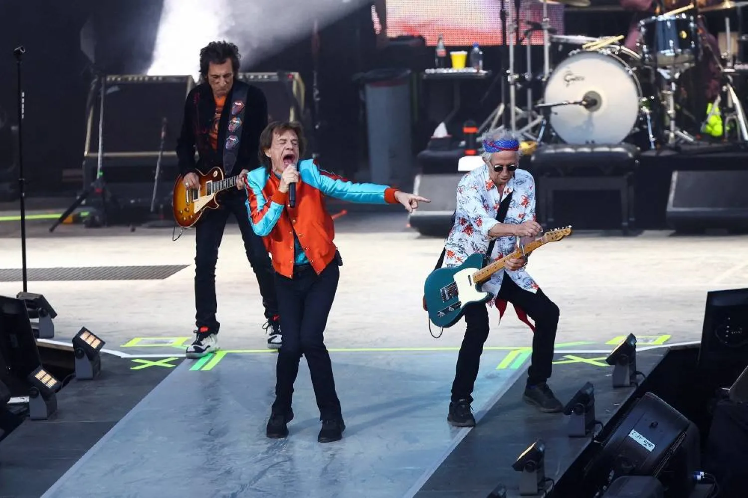 Mick Jagger, Ronnie Wood and Keith Richards of The Rolling Stones perform as part of their "Stones Sixty Europe 2022 Tour" at Waldbuehne in Berlin, Germany, August 3, 2022. (Reuters)