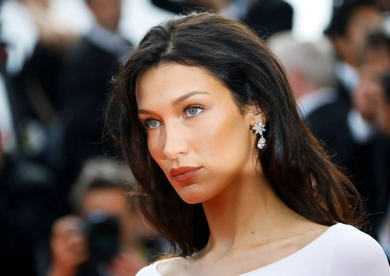 The 75th Cannes Film Festival - Screening of the film "Broker" (Les bonnes etoiles) in competition - Red Carpet Arrivals - Cannes, France, May 26, 2022. Bella Hadid poses. (Reuters) 