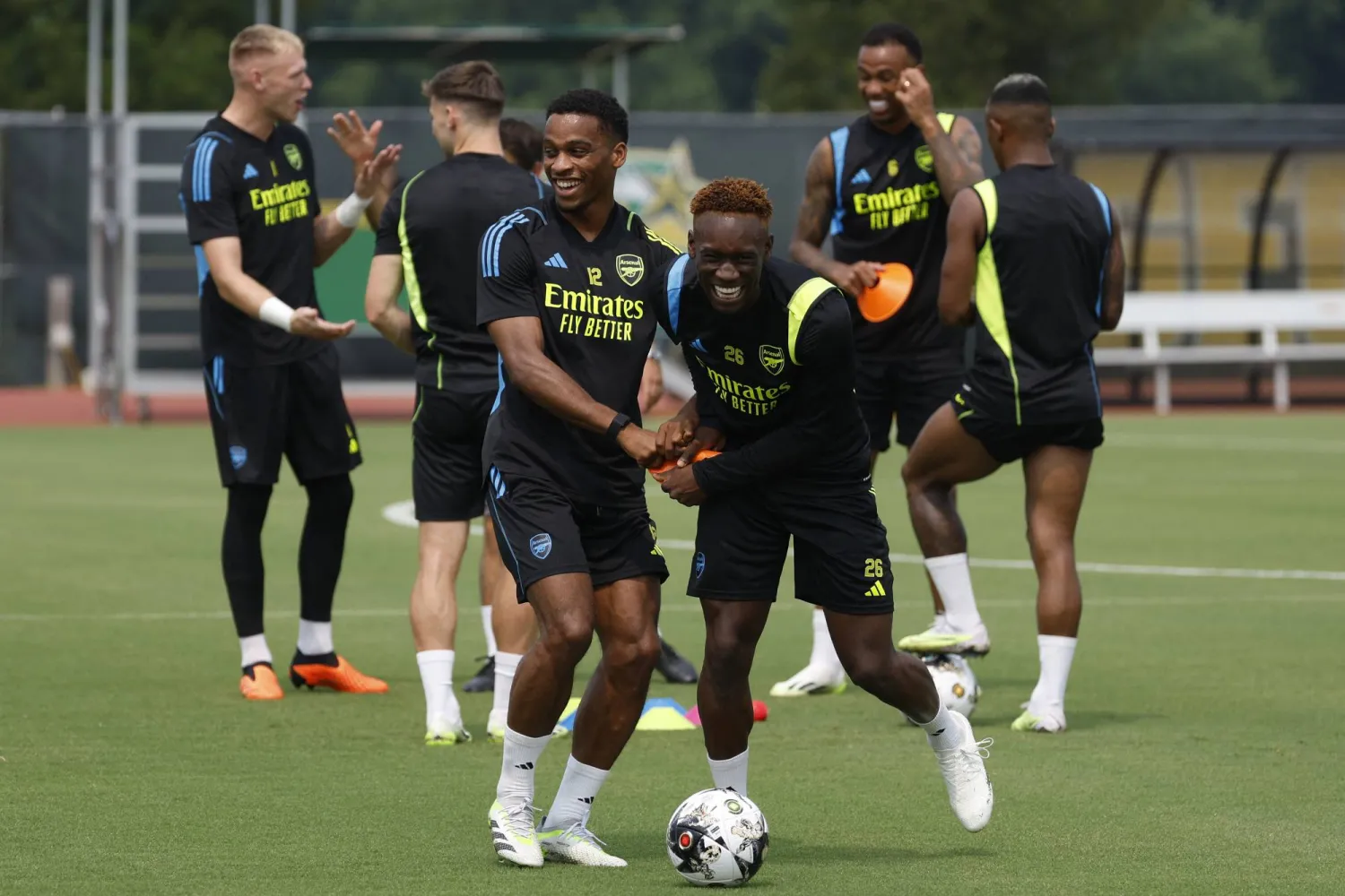بالوغون خلال مشاركته في  تدريبات آرسنال في الولايات المتحدة الأمريكية استعداداً للموسم الجديد (رويترز)