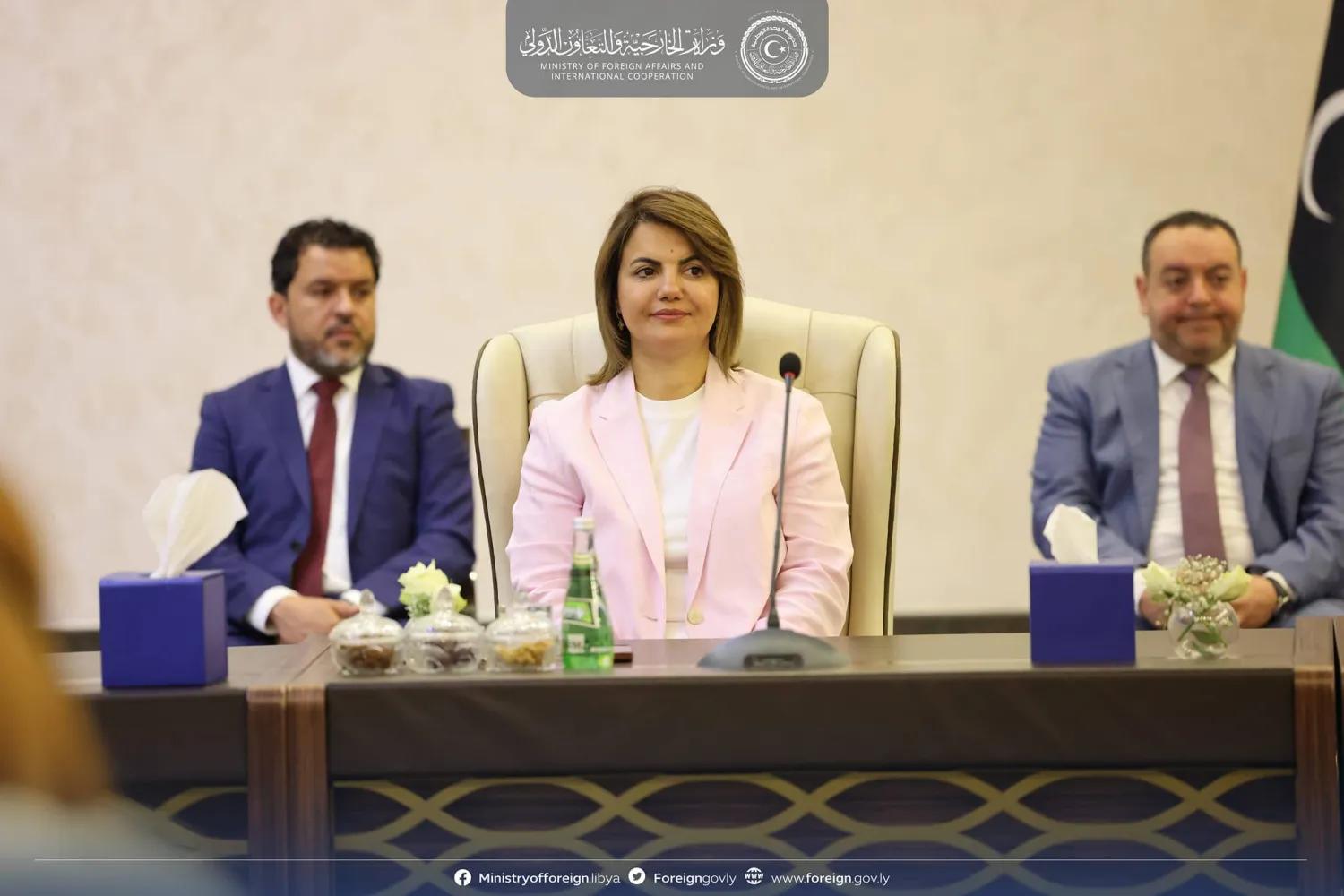 المنقوش وزيرة الخارجية بحكومة الوحدة الليبية المؤقتة (المكتب الإعلامي للحكومة)