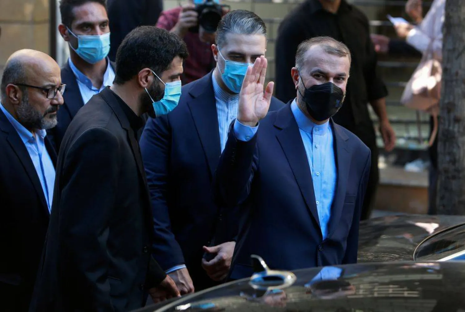 Iranian Foreign Minister Hossein Amir-Abdollahian gestures after his joint press conference with Lebanese Foreign Minister Abdallah Bou Habib, in Beirut, Lebanon October 7, 2021. REUTERS/Aziz Taher/File Photo Acquire Licensing Rights 