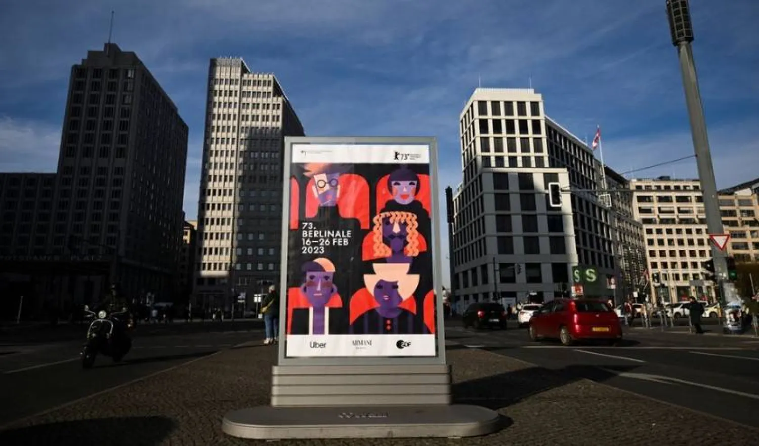 An advertising billboard is pictured at the Potsdamer Platz for the 73rd Berlin International Film Festival in Berlin, Germany February 15, 2023. REUTERS/Annegret Hilse