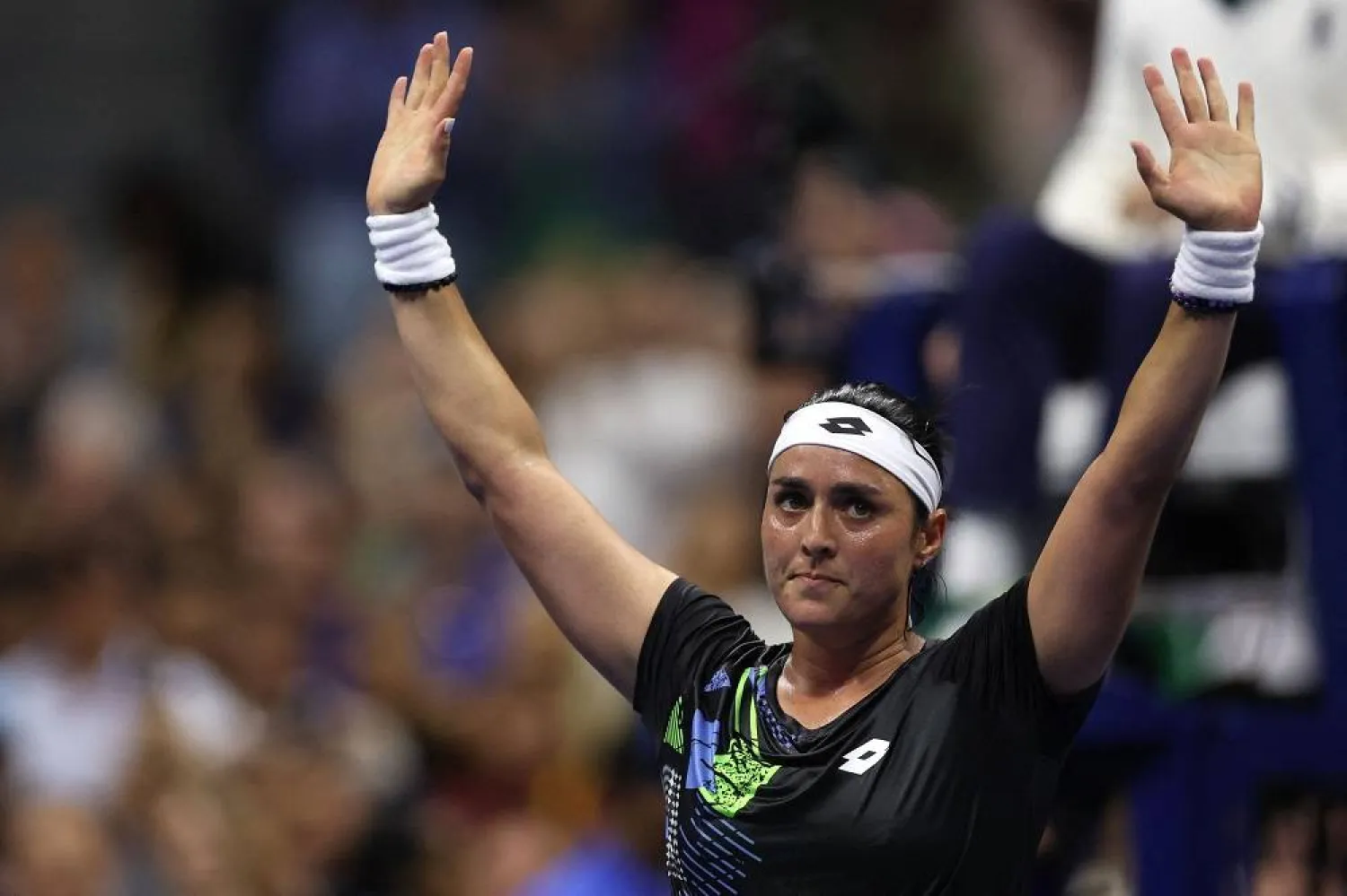 Ons Jabeur of Tunisia celebrates after winning the match against Marie Bouzkova of the Czech Republic during their Women's Singles Third Round match on Day Six of the 2023 US Open at the USTA Billie Jean King National Tennis Center on September 02, 2023, in the Flushing neighborhood of the Queens borough of New York City. (Getty Images/AFP) 
