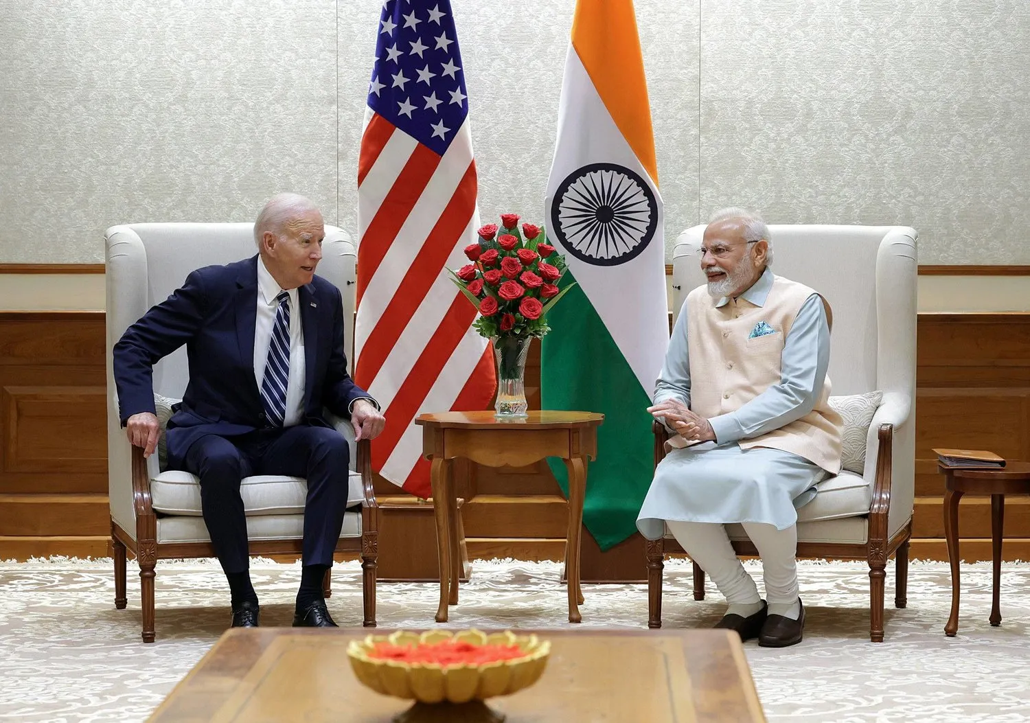 ABD Başkanı Joe Biden ve Hindistan Başbakanı Narendra Modi, dün Yeni Delhi'de bir araya geldi (AP)