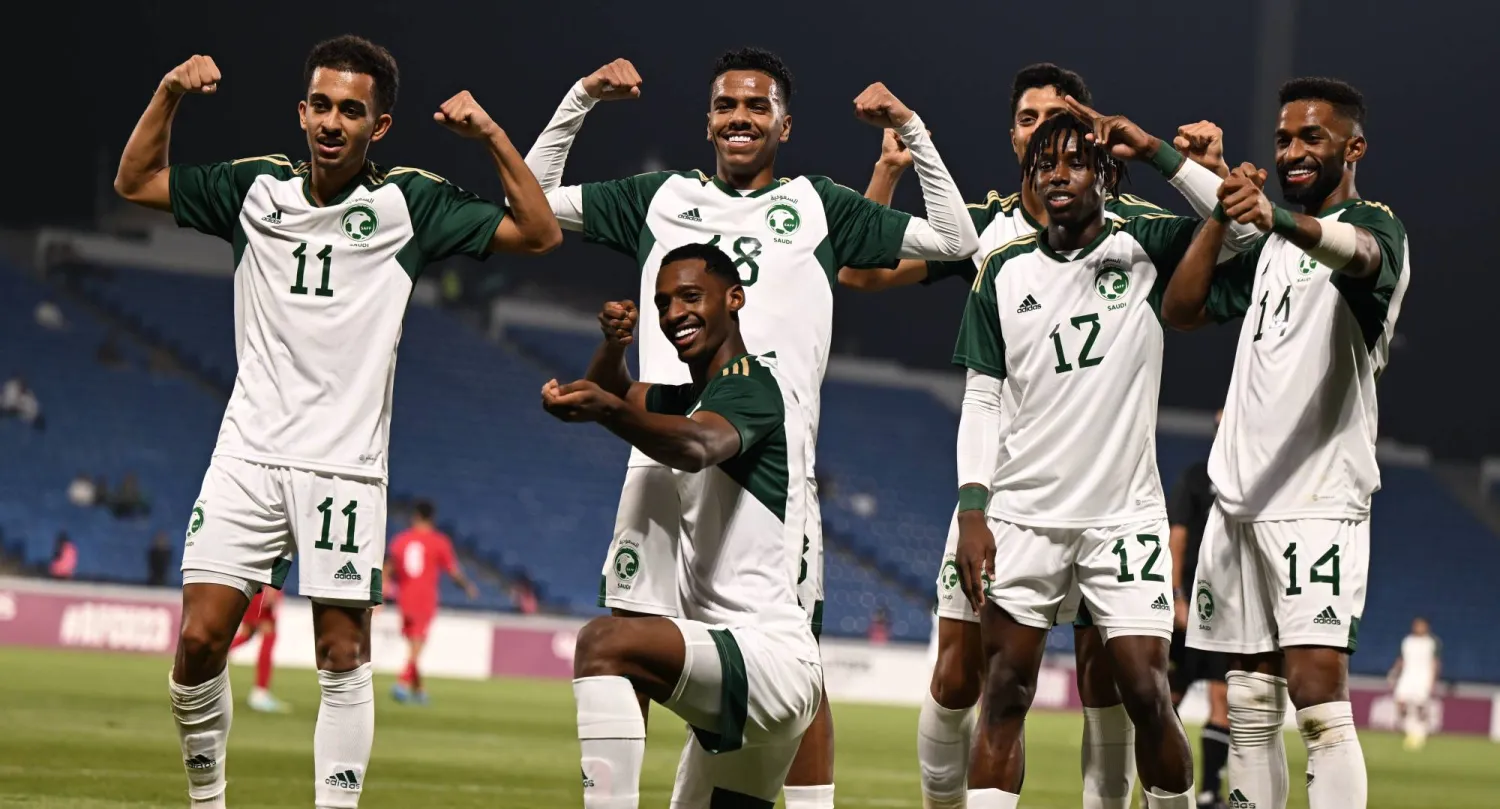 فرحة سعودية بهدف عبد الله رديف (تصوير: بشير صالح)