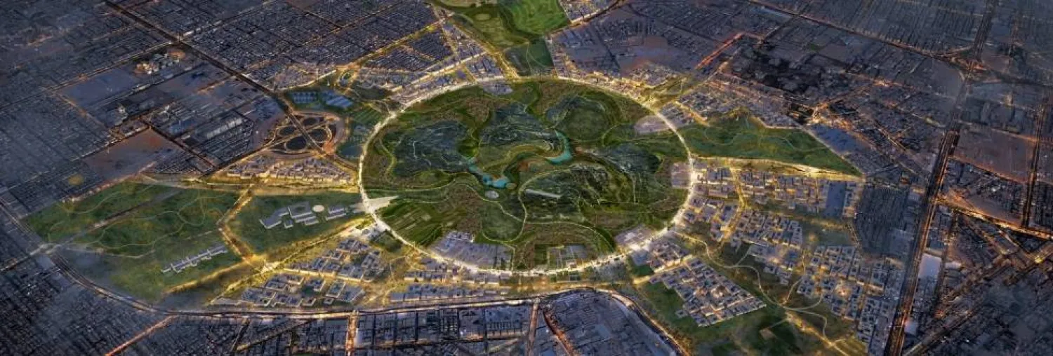 تقام حديقة الملك سلمان على مساحة تتجاوز 16 كيلومتراً مربعاً لتصبح كبرى حدائق المدن في العالم (واس)