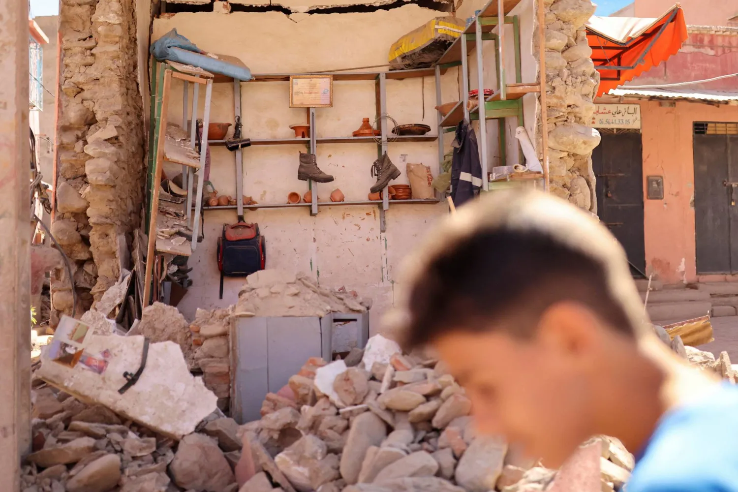 A general view of a damaged building, in the aftermath of a deadly earthquake, in Amizmiz, Morocco, September 10, 2023. REUTERS/Nacho Doce 