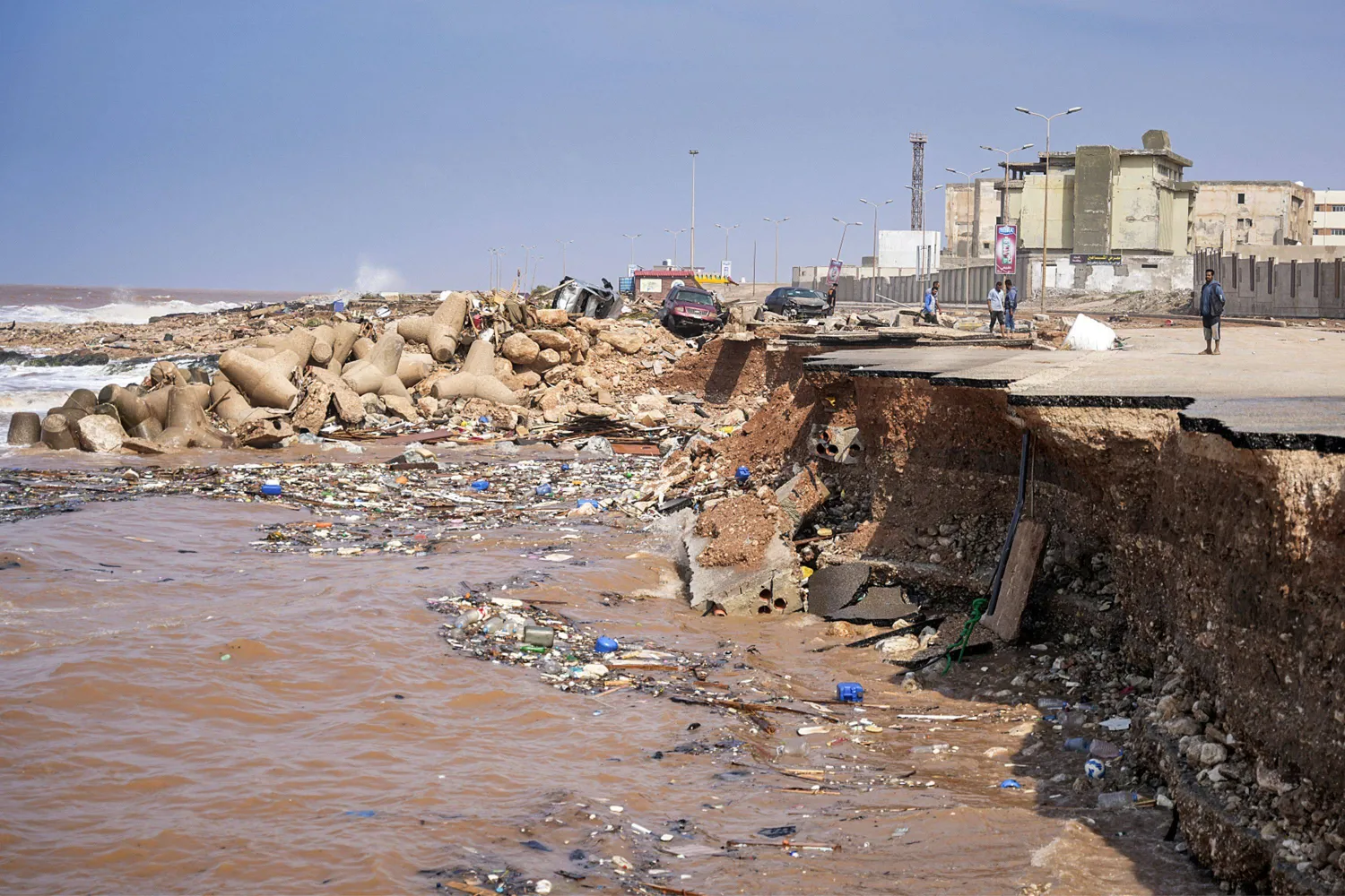 Libya'nın Bingazi kentini vuran selin etkileri, 11 Eylül 2023 (AFP)