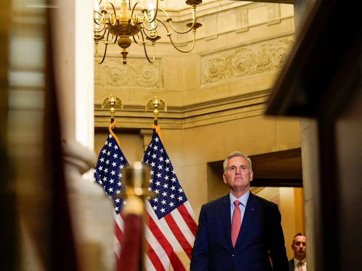 US House Speaker Kevin McCarthy (R-CA) arrives to deliver a statement on allegations surrounding US President Joe Biden and his son Hunter Biden, as the House of Representatives returns from its summer break facing a looming deadline to avoid a government shutdown while spending talks continue on Capitol Hill in Washington, US, September 12, 2023. (Reuters) 