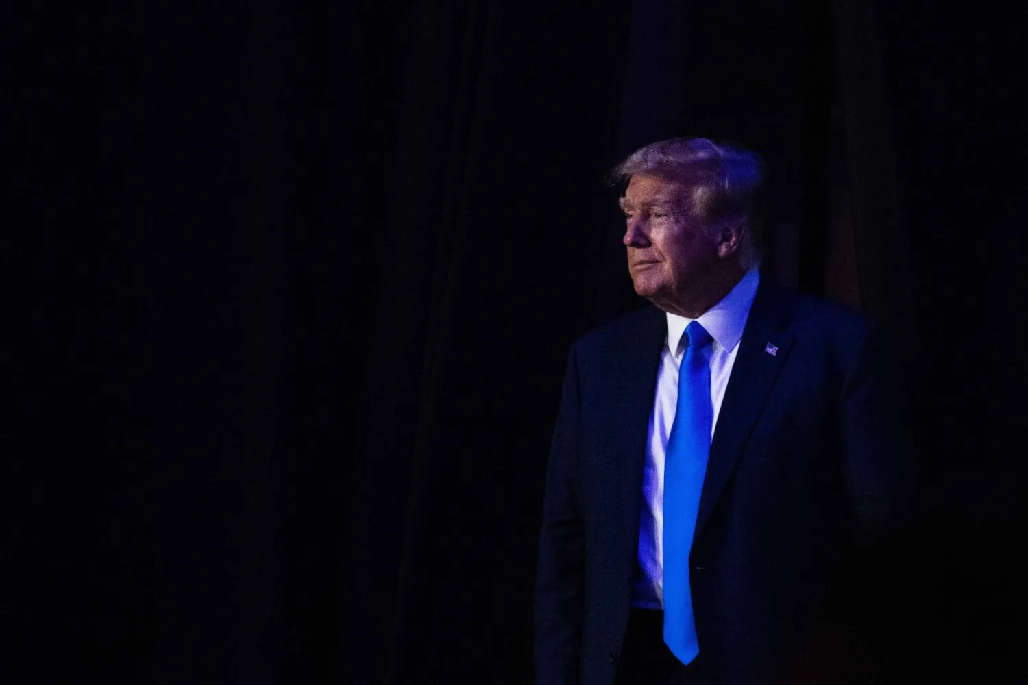 TOPSHOT - Former US President and Republican Presidential candidate Donald Trump arrives to speak during the Pray Vote Stand summit at the Omni Shoreham hotel in Washington, DC on September 15, 2023. (Photo by ANDREW CABALLERO-REYNOLDS / AFP)