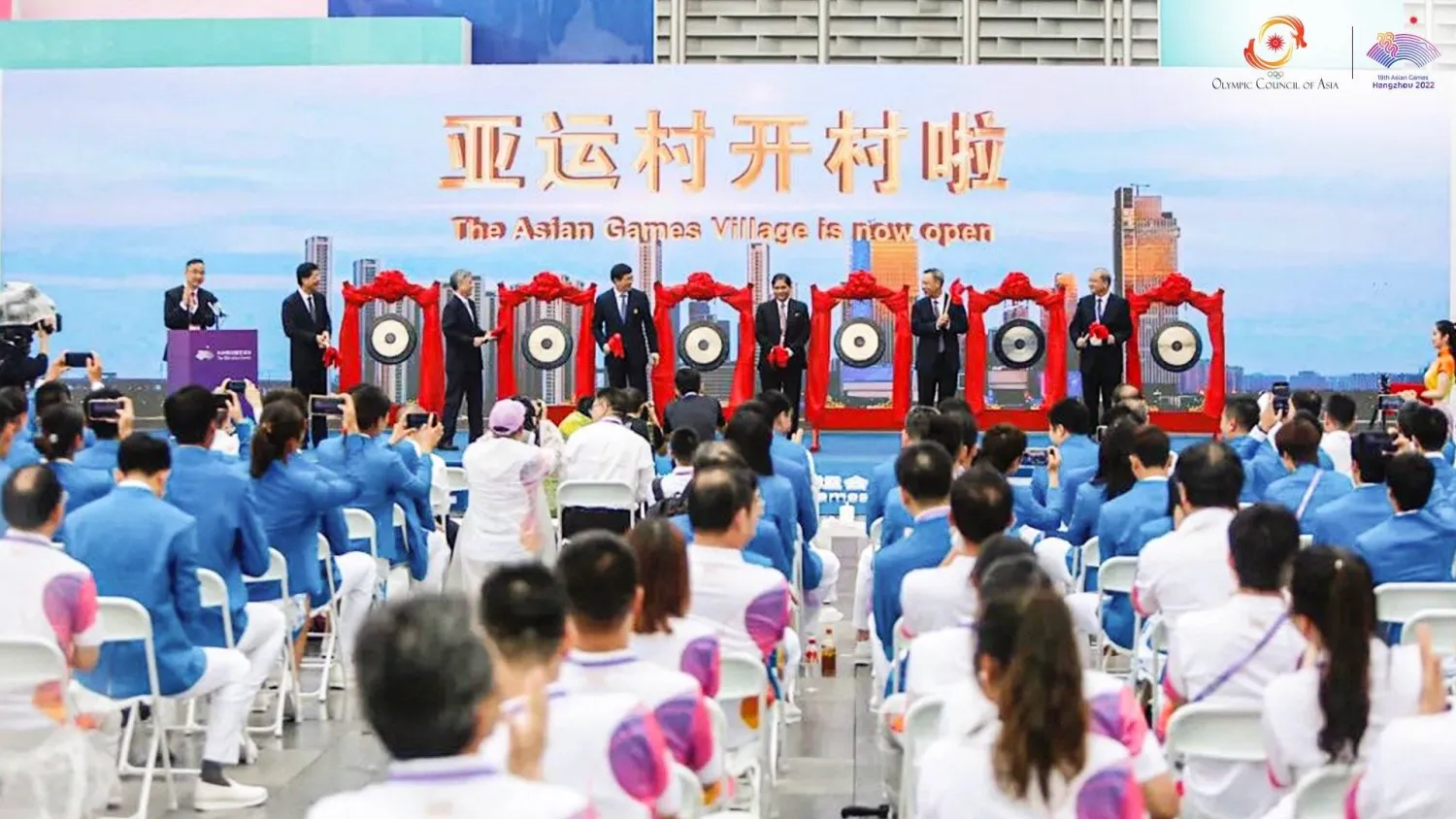 جانب من تدشين قرية الألعاب الآسيوية اليوم (الأولمبي الآسيوي)