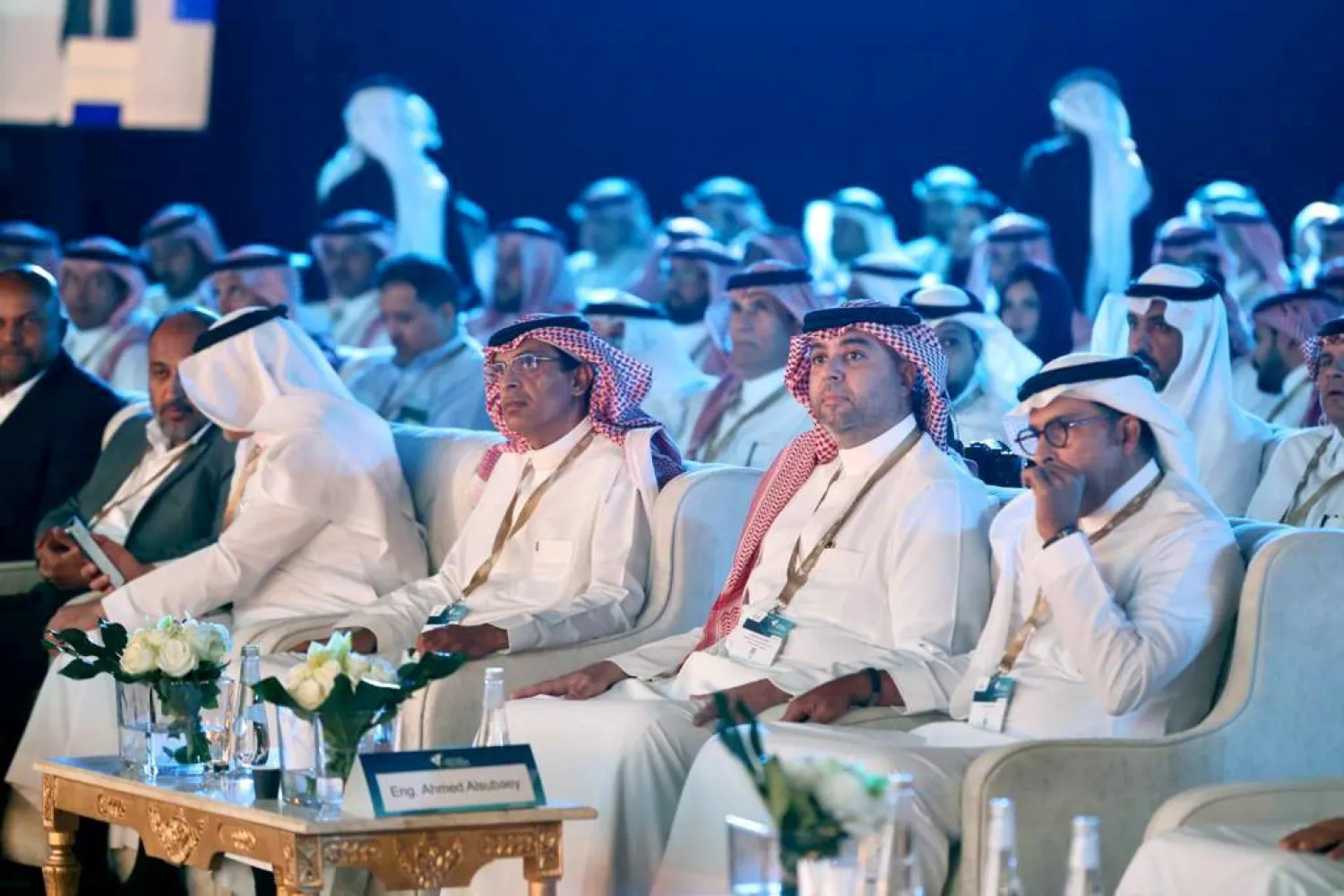 جانب من افتتاح المؤتمر السعودي البحري بحضور عمر حريري والمهندس أحمد السبيعي (الشرق الأوسط)