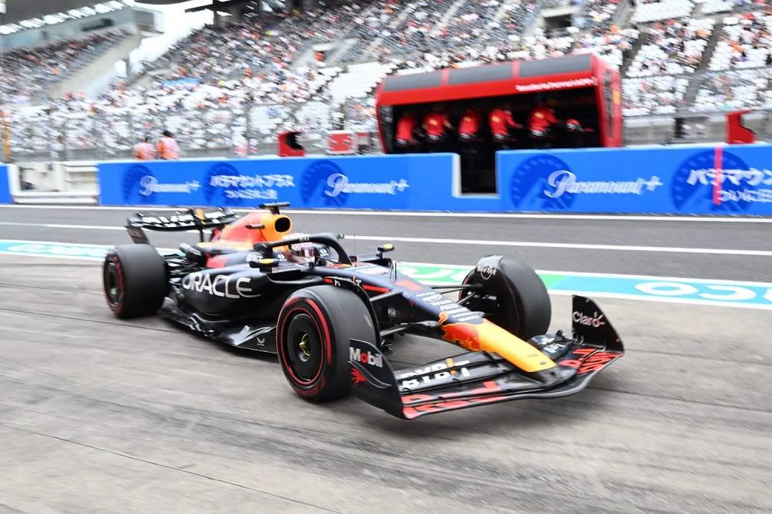 Red Bull Racing's Dutch driver Max Verstappen comes into pit lane during the first practice session for the Formula One Japanese Grand Prix at the Suzuka circuit, Mie prefecture on September 22, 2023. (AFP)