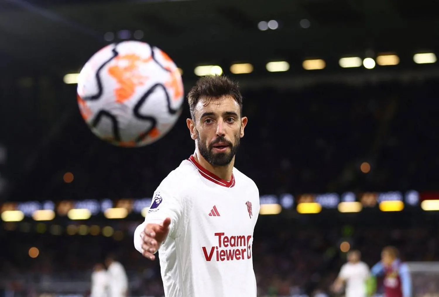Football - Premier League - Burnley v Manchester United - Turf Moor, Burnley, Britain - September 23, 2023 Manchester United's Bruno Fernandes reacts. (Reuters)