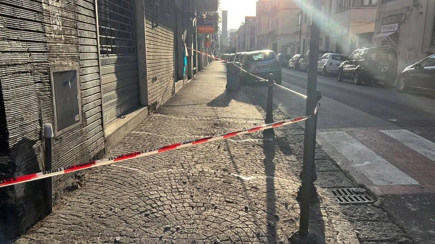 A cordoned off area is seen in Naples after minor damage was caused by an earthquake, Italy, 27 September 2023. (EPA)