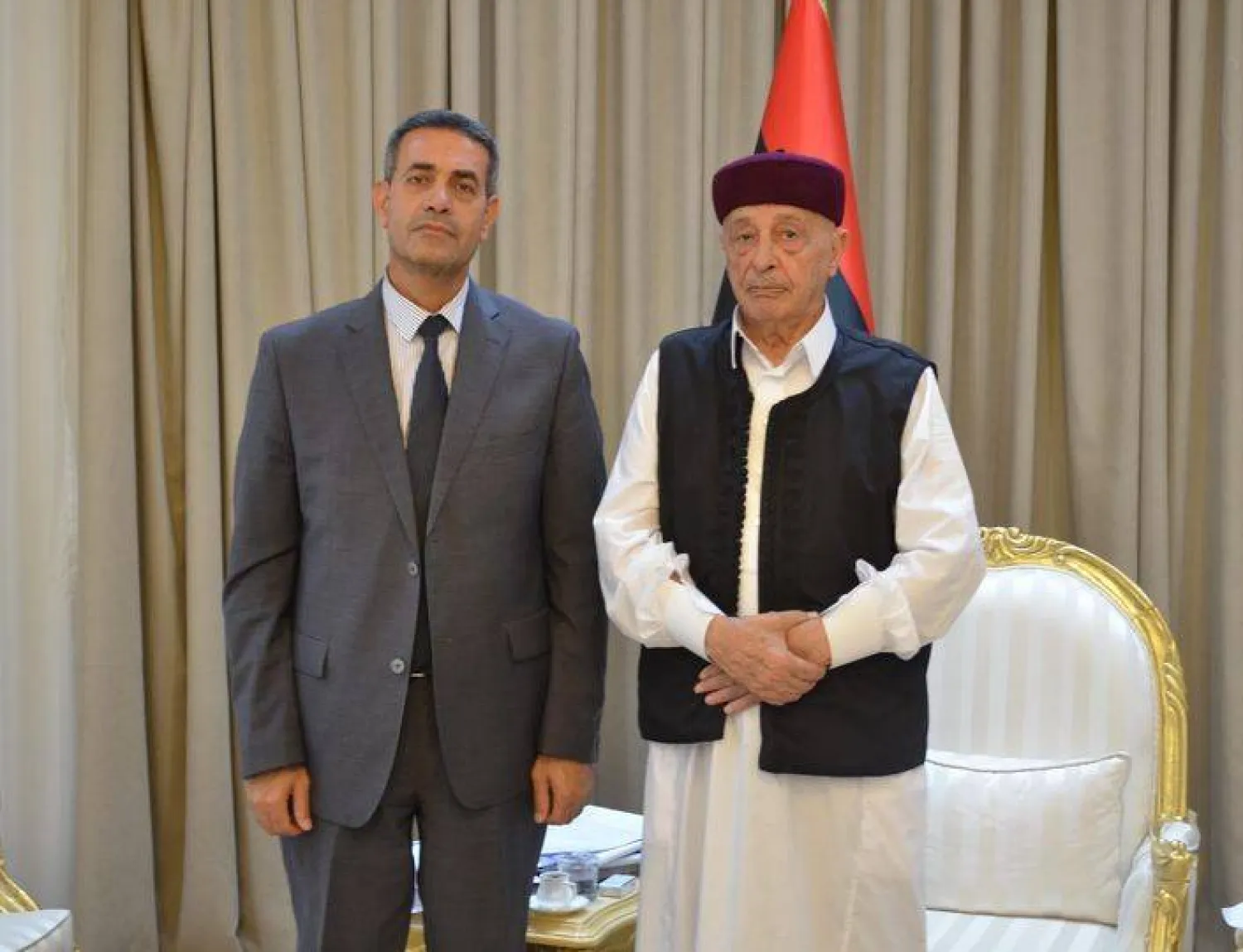 اجتماع صالح مع السايح رئيس المفوضية العليا للانتخابات الليبية (مجلس النواب)