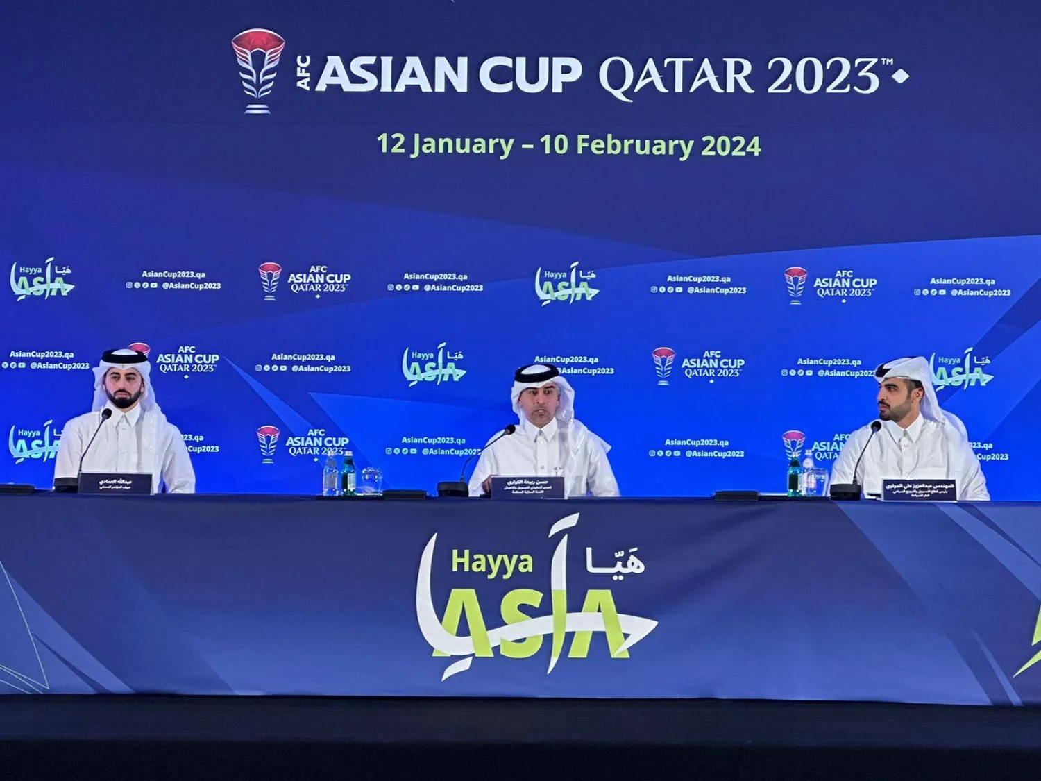 حسن الكواري أعلن تفاصيل عملية بيع التذاكر خلال مؤتمر صحافي في الدوحة (الشرق الأوسط)