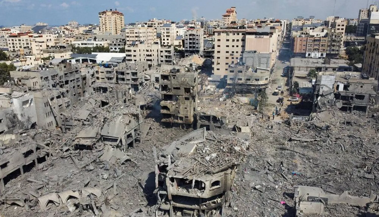 A view shows houses and buildings destroyed by Israeli strikes in Gaza City, October 10, 2023. (Reuters)