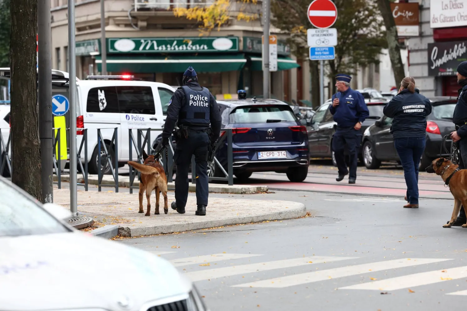 Police officers work after a police operation against a deadly shooting suspect, in Brussels, Belgium, October 17, 2023. REUTERS/Yves Herman
