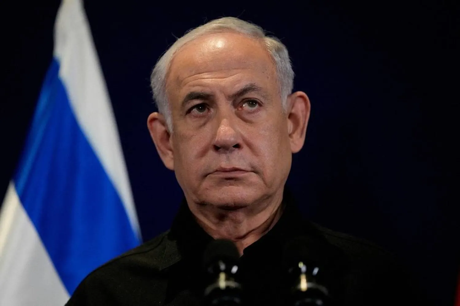 Israeli Prime Minister Benjamin Netanyahu speaks to the media during a joint press conference with German Chancellor Olaf Scholz, in Tel Aviv, Israel, Tuesday, Oct. 17, 2023. (Reuters)