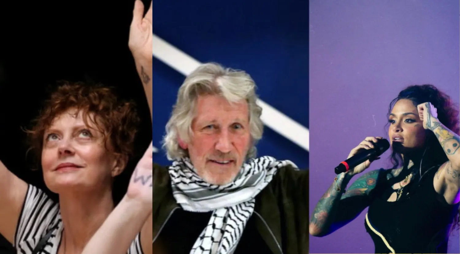 المغنية الأميركية كيلاني والموسيقي البريطاني رودجر واترز والممثلة الأميركية سوزان ساراندون