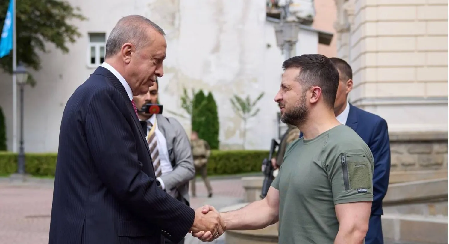 الرئيس الأوكراني فولوديمير زيلينسكي ونظيره التركي رجب طيب إردوغان (أرشيفية - الرئاسة الأوكرانية)