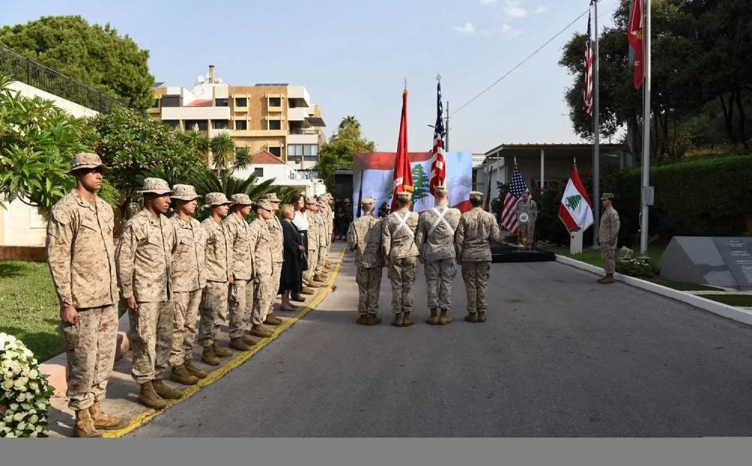 A ceremony is held to commemorate the 40th anniversary of the bombing of the Marine headquarters in Beirut. (US Embassy in Lebanon) 